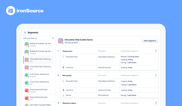 ironSource 新功能发布，开发者可在同一会话中实时调整广告策略
