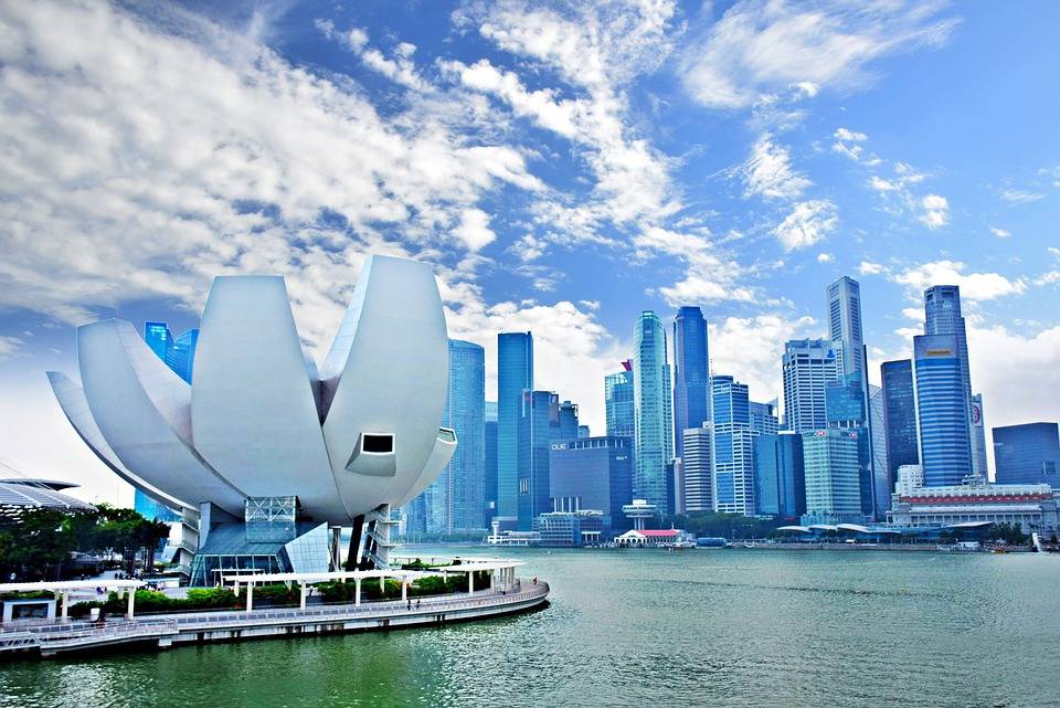 滨海湾, 新加坡, 湾, 城市, 摩天大楼, 现代建筑, 艺术与科学博物馆