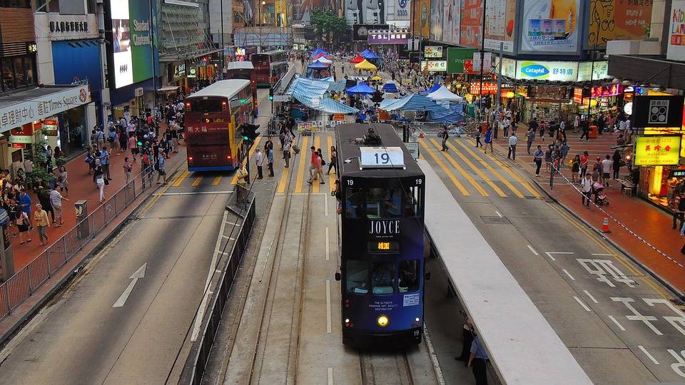香港邮政, 电车, 亚洲, 洪, 孔, 旅游, 游客, 现代的, 香港, 路, 城市, 有轨电车, 下限